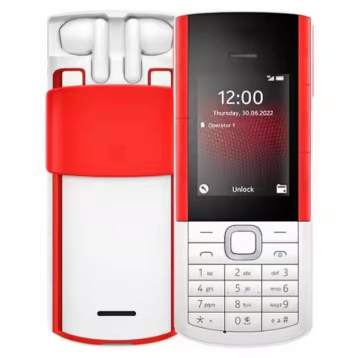 Telefon mobil Aurora S5710, dual SIM, 2G, roșu/alb, cu căști wireless integrată, 32GB, 48MB RAM