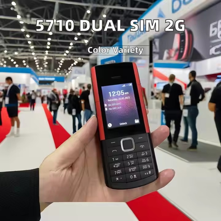 Telefon mobil Aurora S5710, dual SIM, 2G, roșu/alb, cu căști wireless integrată, 32GB, 48MB RAM