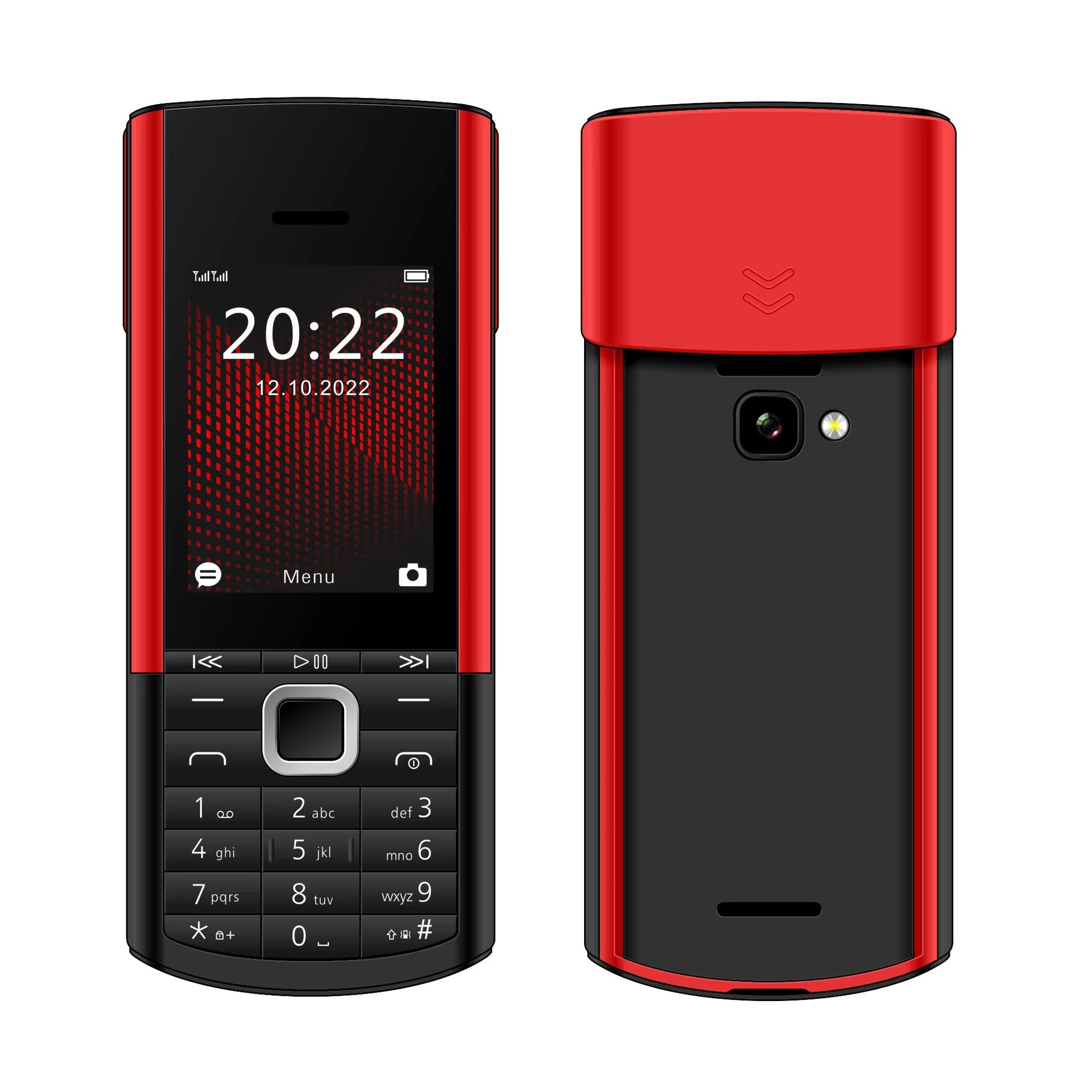Telefon mobil Aurora S5710 dual SIM, 2.4 inch, roșu/alb, cu căști wireless integrate, 32GB, 48MB RAM