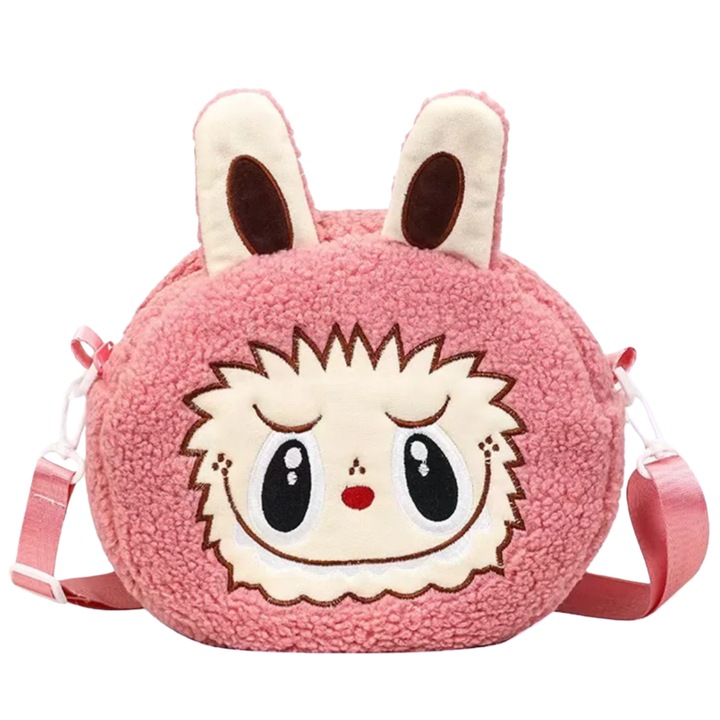 Plüss táska, puha anyag, állítható pánt, Jó gyerekeknek, Ajándék lányoknak, 26*29*11cm, Rózsaszín