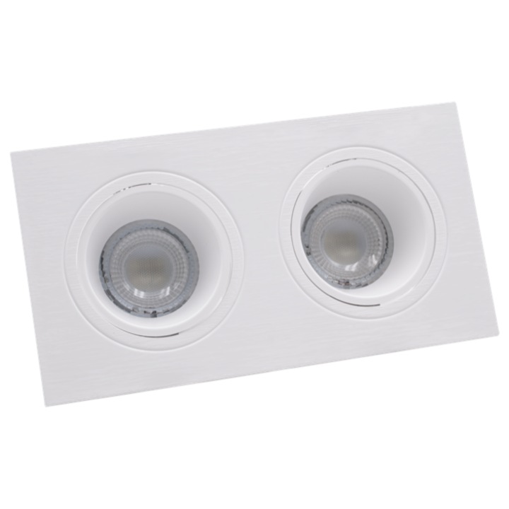 Spot Dublu Incastrat Directionabil Plastic Alb (Dulii si becuri 2xGu10 Nu sunt incluse ) Adancit 173x93x25mm Century Italia
