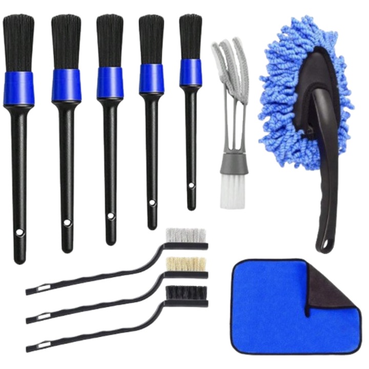 Set de 11 perii pentru curatarea rotilor si anvelopelor, pentru masini, motociclete, biciclete, design flexibil, fara metal, curatare eficienta