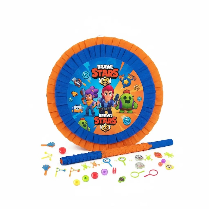 Pinata HappyHit Brawl Stars cu bat si 50 jucarii, pentru petreceri copii