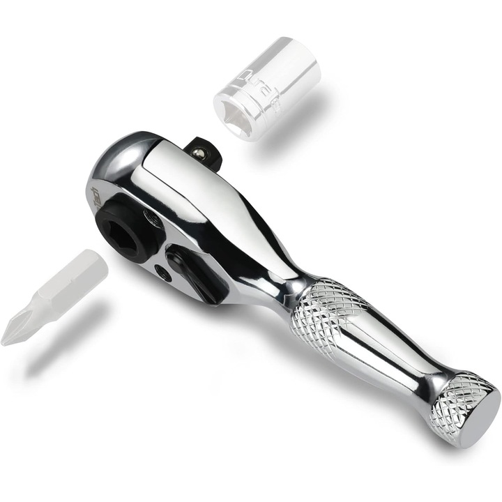 Cheie mini cu maner scurt, 72 dinti, aliaj cromat, 3.5 inch