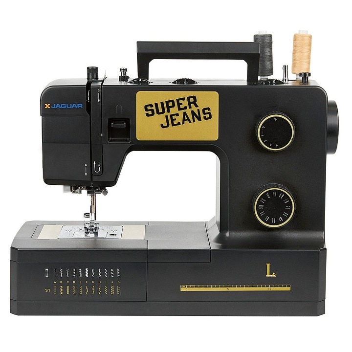 Masina de cusut JAGUAR SUPER JEANS L neagra cu motor servo