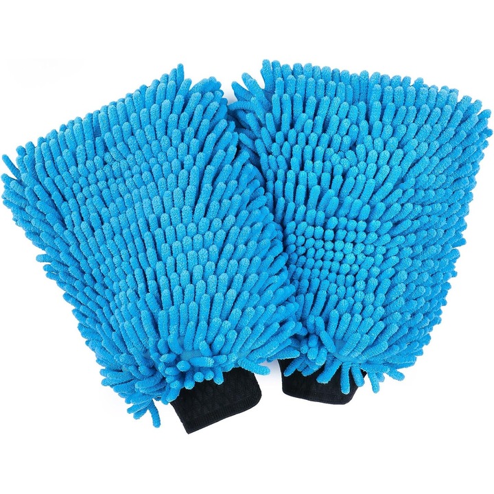 Manusi de spalat masina, 2 bucati, Schenier, microfibra ultrafina, absorbtie mare, 15x22cm, albastru