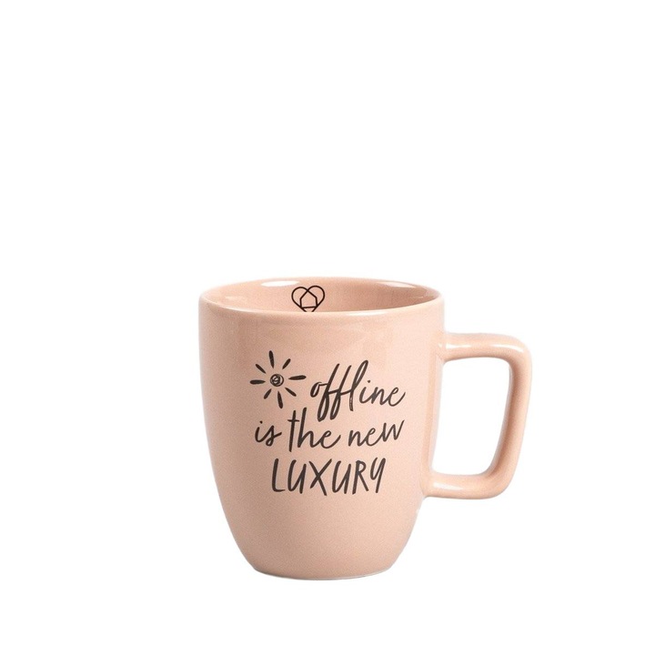 Cana de lux bej 0,25 l, HOMLA, portelan de inalta calitate, maner confortabil