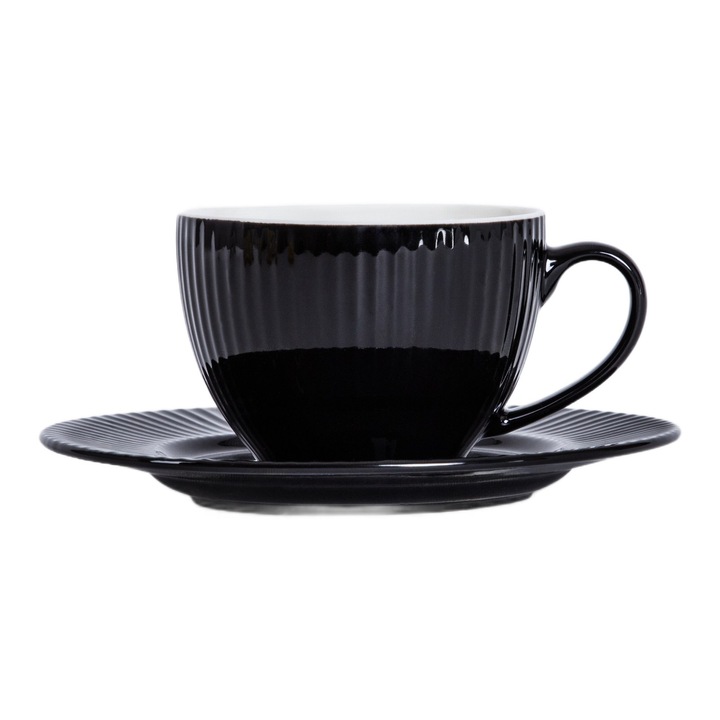 Cana cu farfurie Siena, 240ml, neagra