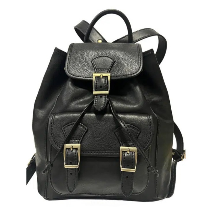 Rucsac dama, Matis Atelier, piele naturala, negru, 33x30x12.5cm