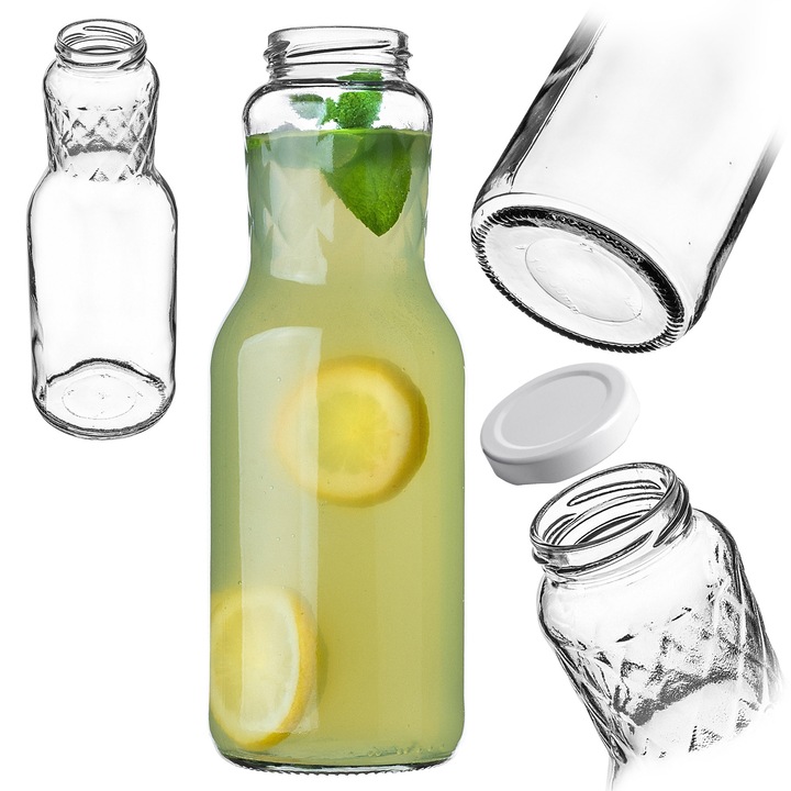 Sticla pentru suc KADAX 1L, transparenta, capac metalic