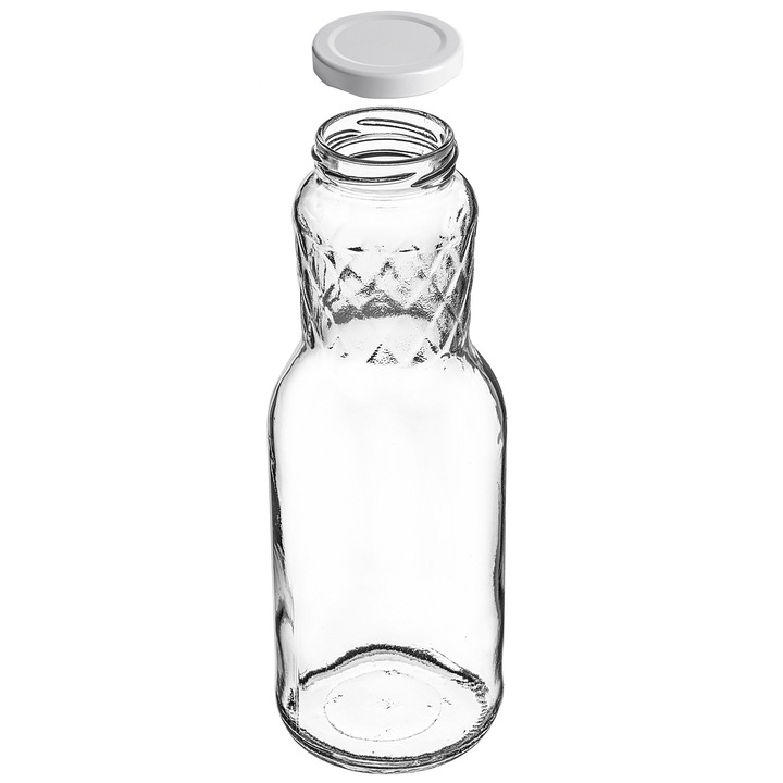 Sticla pentru suc KADAX 1L, sticla transparenta, capac metalic, set 1 bucata