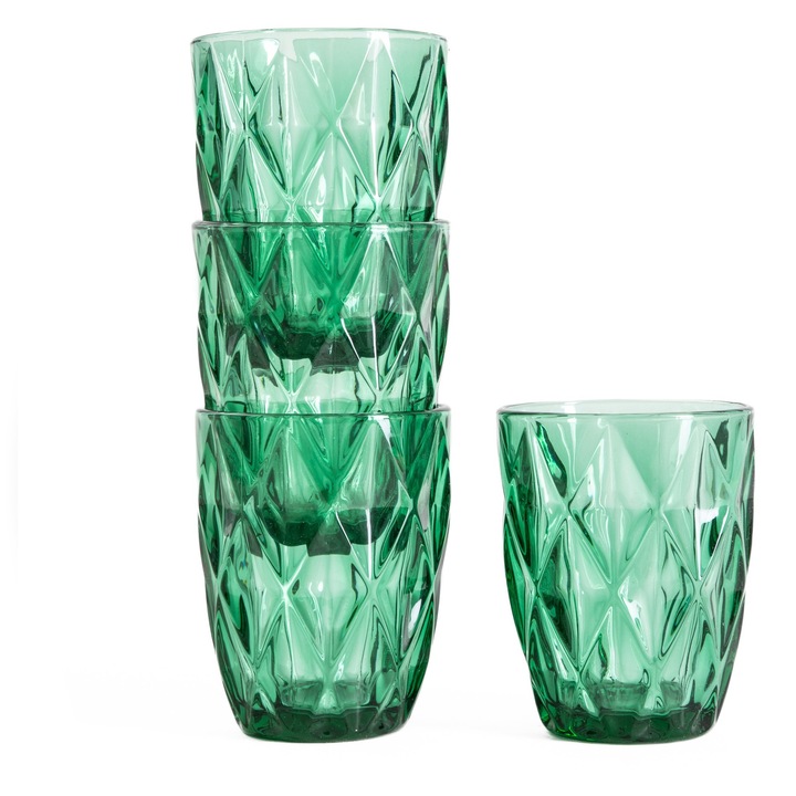 Set pahare LUNO verde 4 bucati 280ml Homla