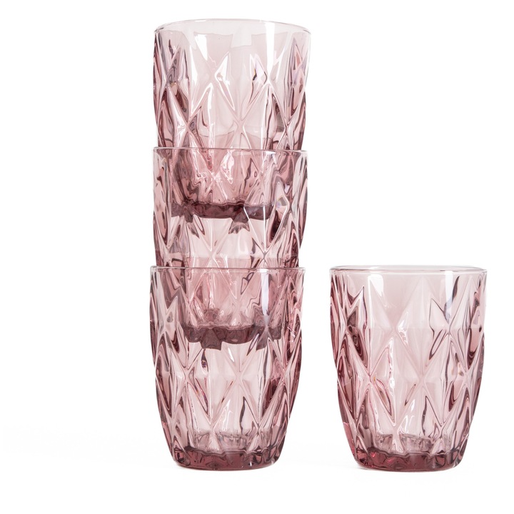 Set pahare LUNO roz 4 bucati 280ml