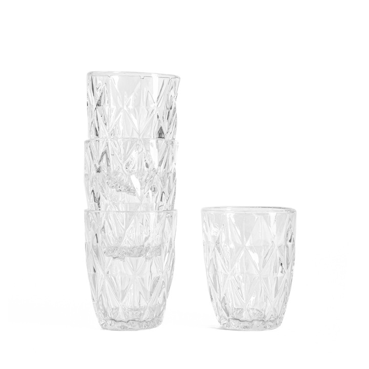 Set pahare LUNO transparente 4 bucati 280ml