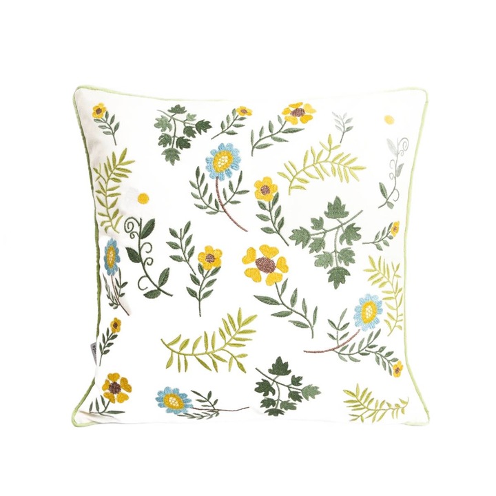 Fata de perna SANDA, broderie florala, 45x45cm, multicolor