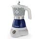 Електрическа кафеварка Ariete Moka Vintage Capri 1358/1C, 400W, 4 чаши, Безжична употреба, Въртяща се на 360 градуса основа, Бял/Син