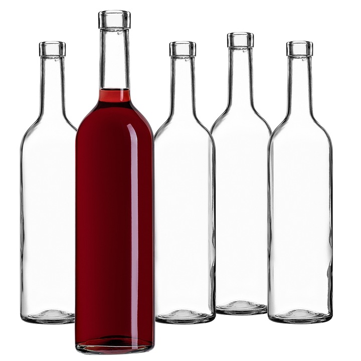 Sticla vin 750ml, KADAX, transparent set 10 bucati