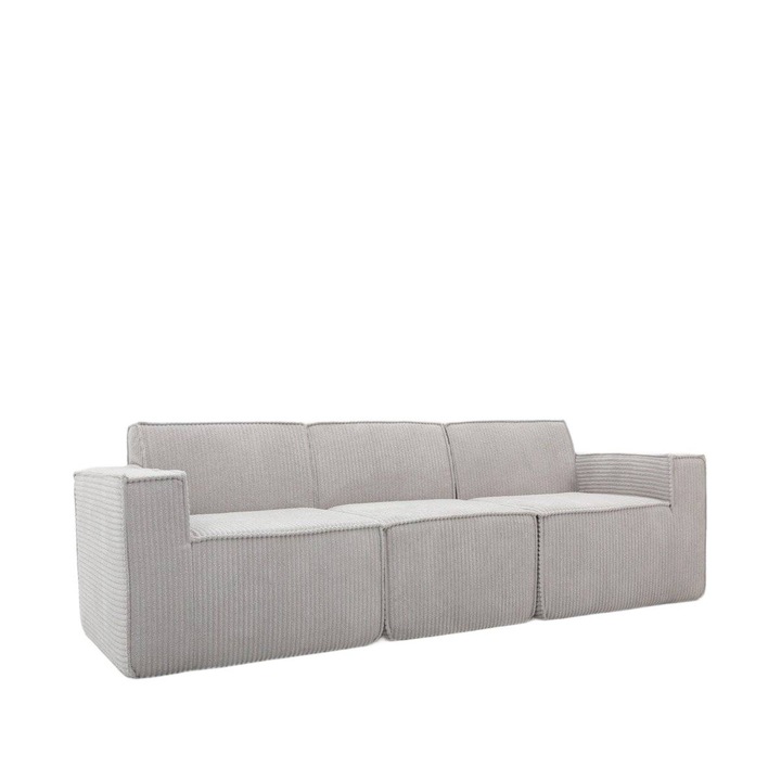 Canapea modulara, Homla, LYKKE, 3 locuri, culoare gri deschis, 263x88x73 cm