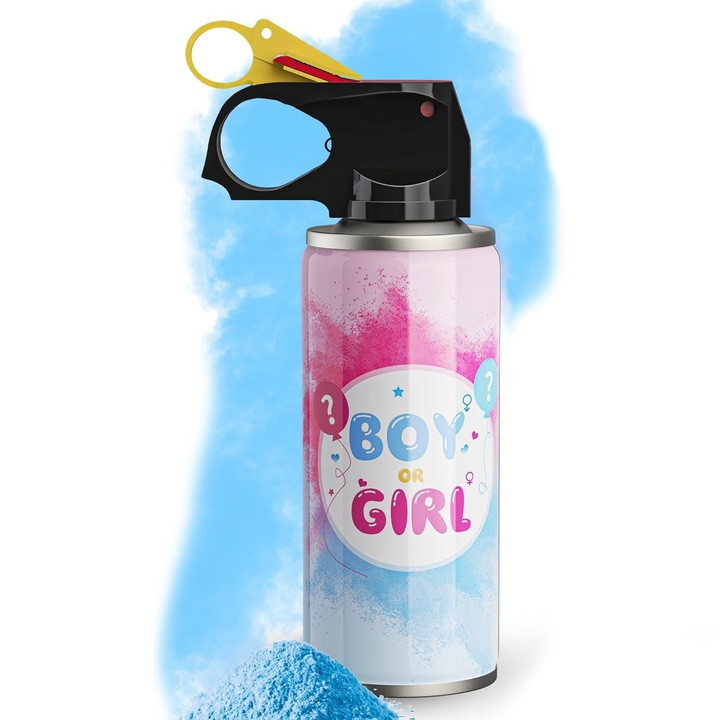 Spray Gender Reveal, 260 ml, din Amidon de Porumb, Dezvaluire Gen Bebelusi, Albastru, Stef's Cat