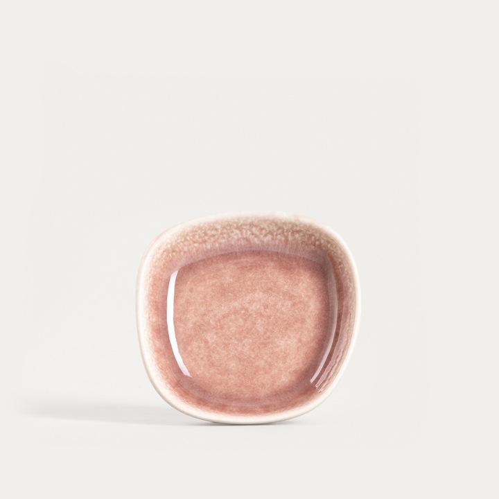 Platou de servire MYSTIC, roz, 7 cm, din ceramica, sigur pentru masina de spalat vase si cuptor cu microunde Homla