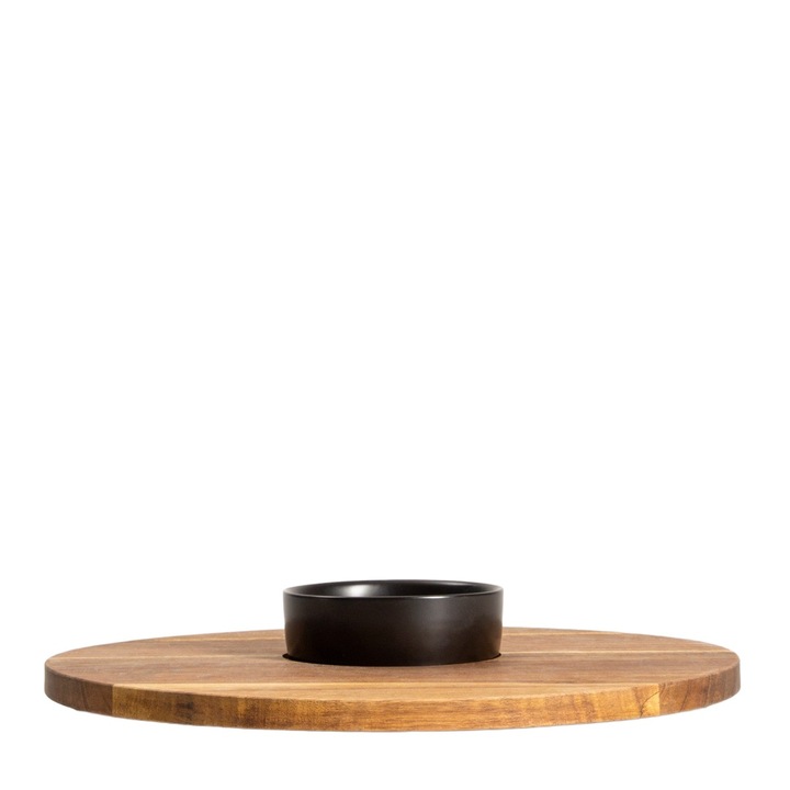 Tava de servire Homla FRESCA cu bol ceramic 35x1,5cm, din lemn natural