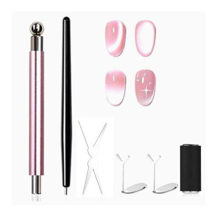 Set 2 in 1 Magnet Cat Eye pentru Manichiură, DUAIU, Efect French, Multicolor