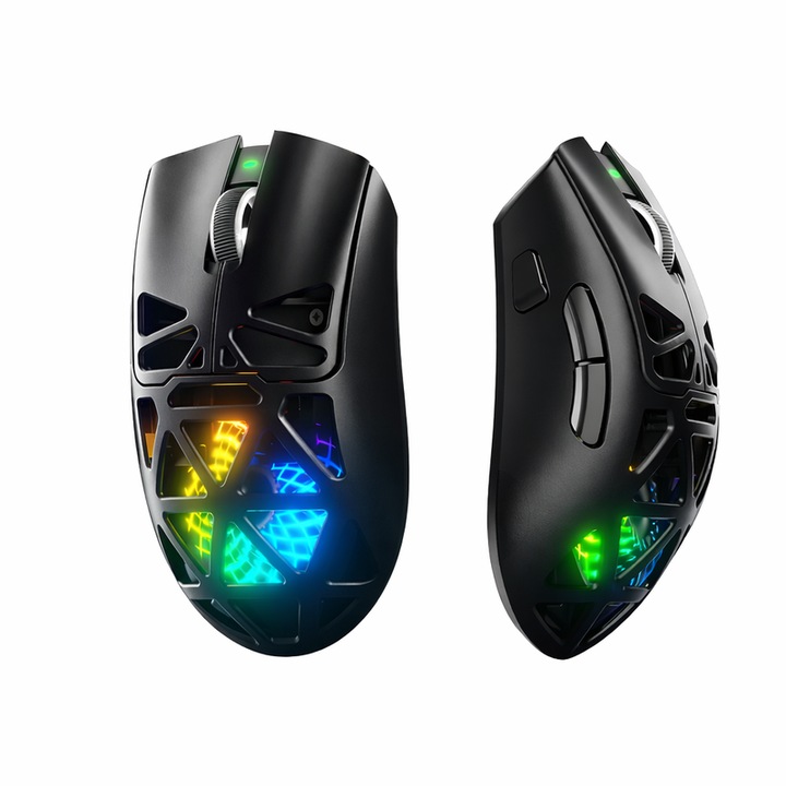 Mouse gaming AULA SC620 negru, tri-mode (Bluetooth/2.4G/USB-C), senzor PAW3311, DPI reglabil pana la 12.000 (6 trepte), polling 1000Hz, RGB, ultra-usor ~67g, baterie 400mAh (incarcare USB-C)