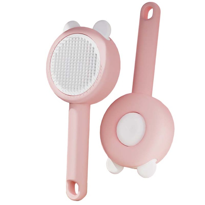 Pieptene pentru pisici si caini, ergonomic, roz, 19.5x0.8cm