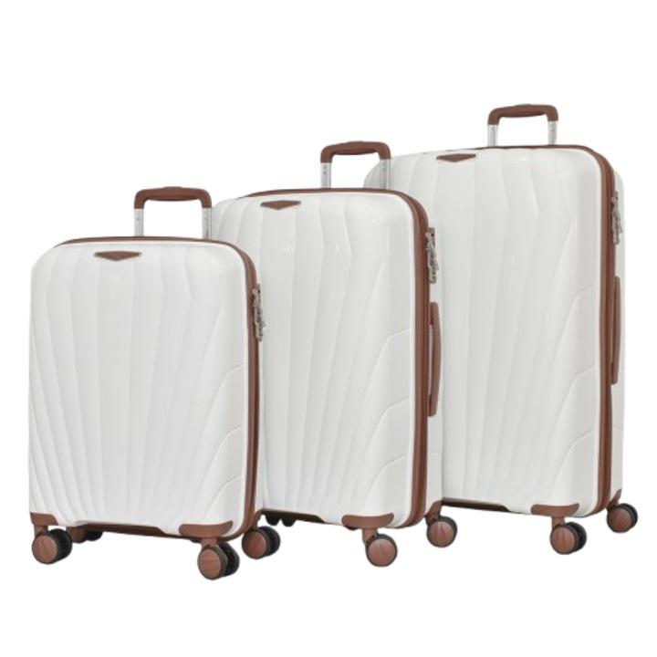 Комплект Куфари PERFECT++LINE PP 8011, Разширител, 75/48/31 см, Бели, 3 броя