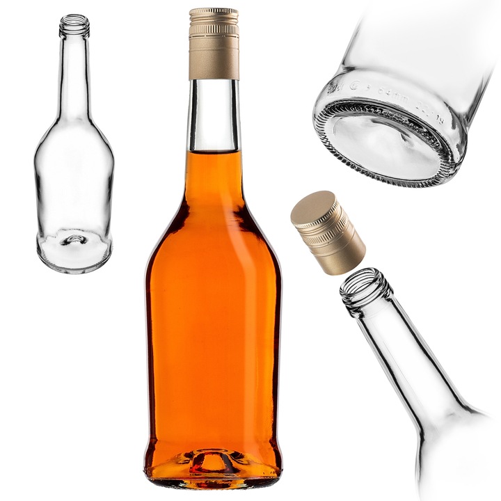 Sticla din sticla pentru bauturi, KADAX, 500ml, transparenta, 26x7,8cm, set disponibil