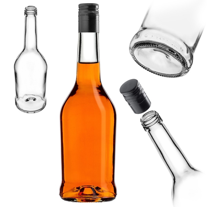 Sticla din sticla pentru bauturi, KADAX, 500ml, transparent, 26x7,8cm, set disponibil