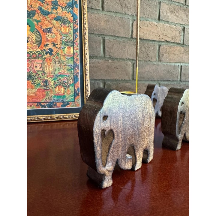 Поставка за тамян, Драмблиукас, мангово дърво, ръчна изработка, уникална, 15x10x10см