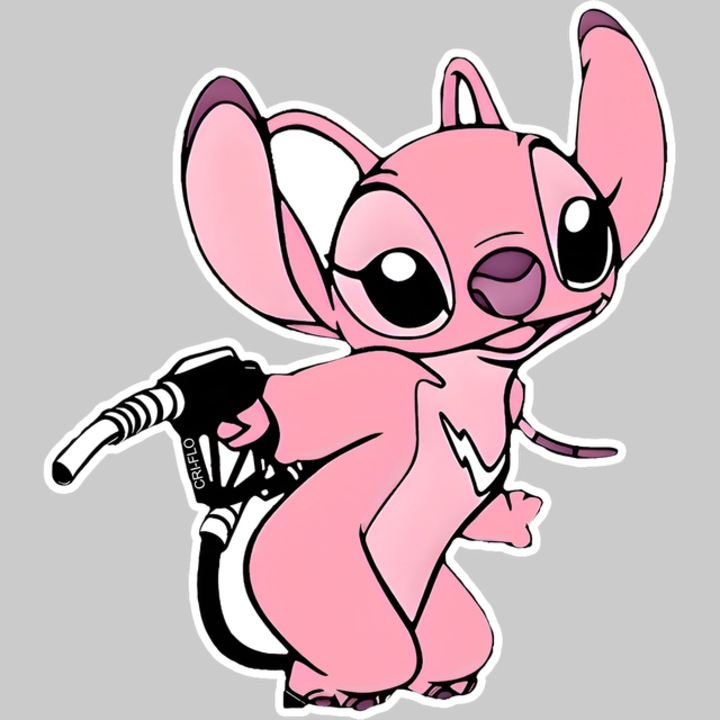 Sticker Stitch roz rebel Pompa alimentare, Autoadeziv, Cri-Flo, dimensiune 15 cm