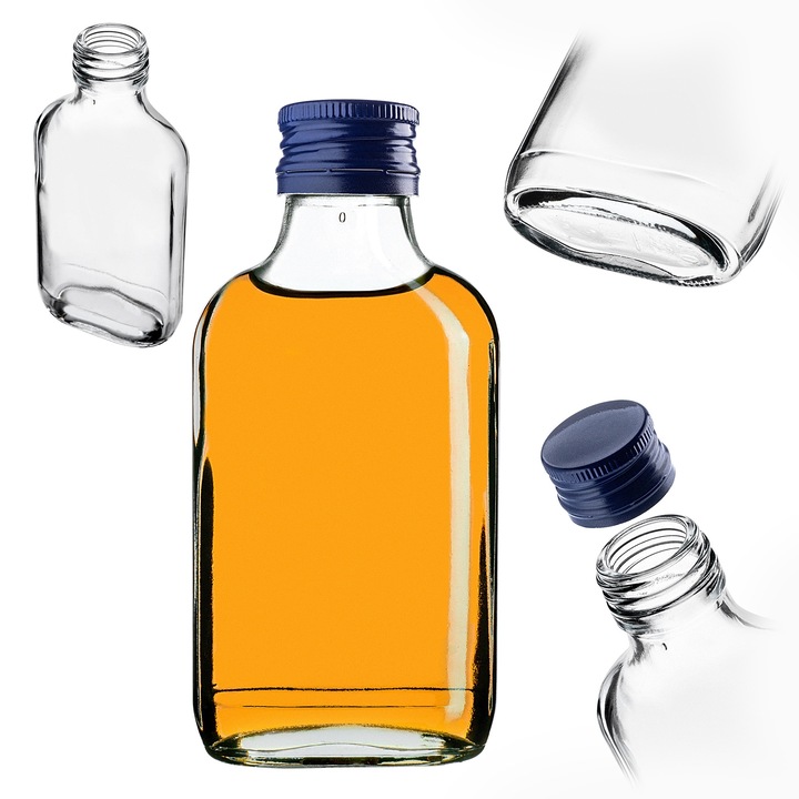 Sticla din sticla KADAX, 100 ml, transparenta, set de 100 bucati