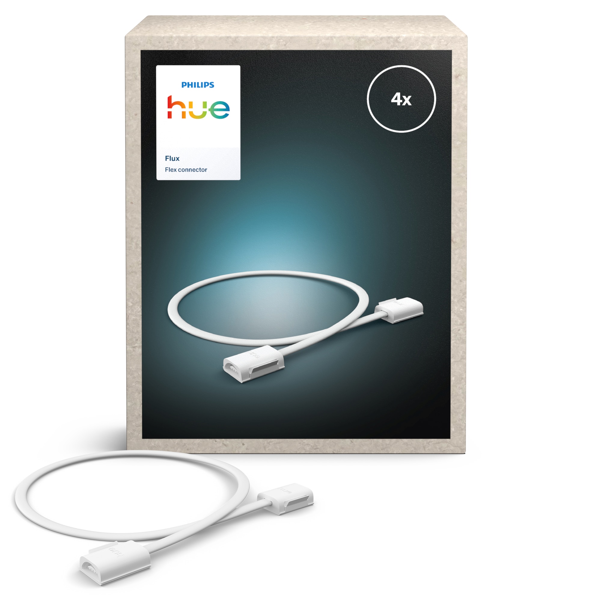 Set 4 conectori pentru benzi LED flexibil Philips Hue Flux, 50 cm lungime, PVC, plastic, Alb
