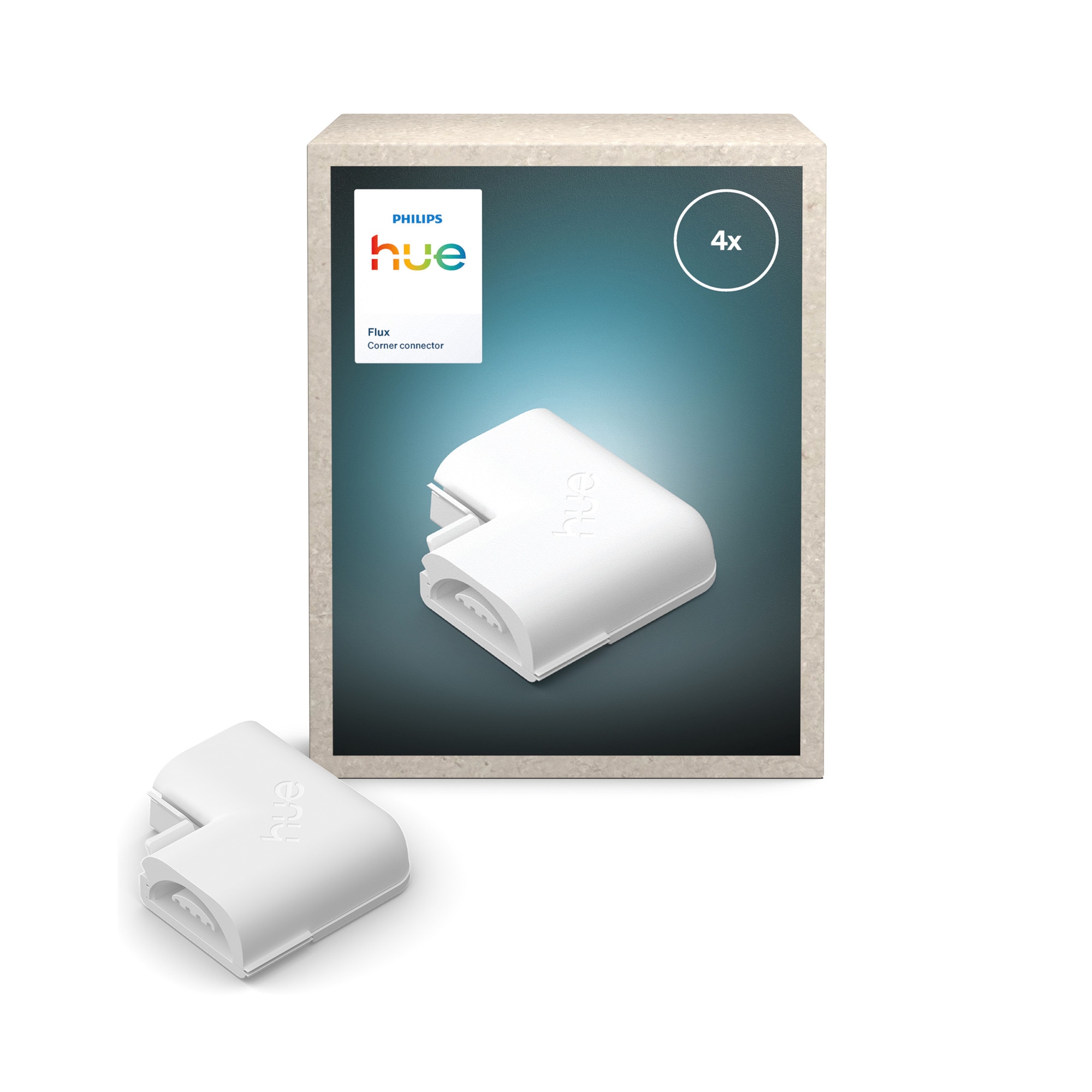 Set 4 conectori de colt pentru benzi LED Philips Hue Flux, plastic, Alb