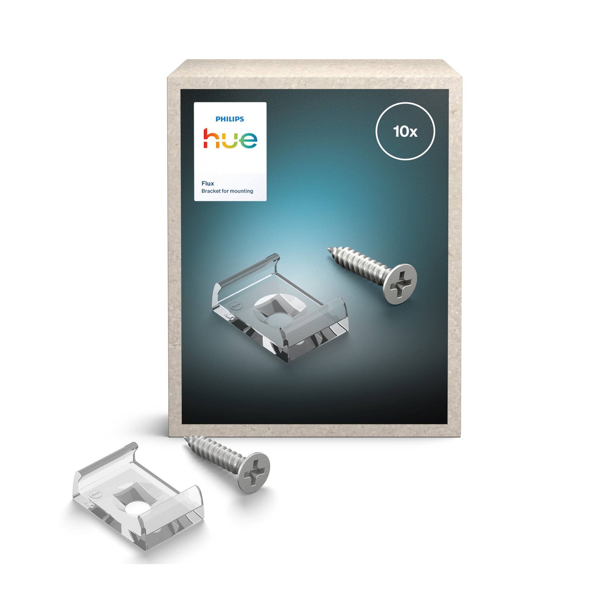 Set 10 suport montaj banda LED Philips Hue Flux, material PC, transparent