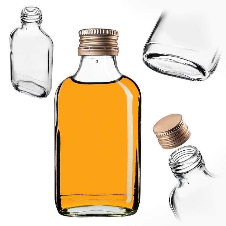 Sticla din sticla KADAX, 100 ml, transparenta, set de 100 bucati