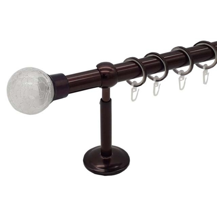 Galerie pentru draperie si perdea metal 25 mm ANGLIA simpla, ciocolata, 240 cm, capete BIRMINGHAM