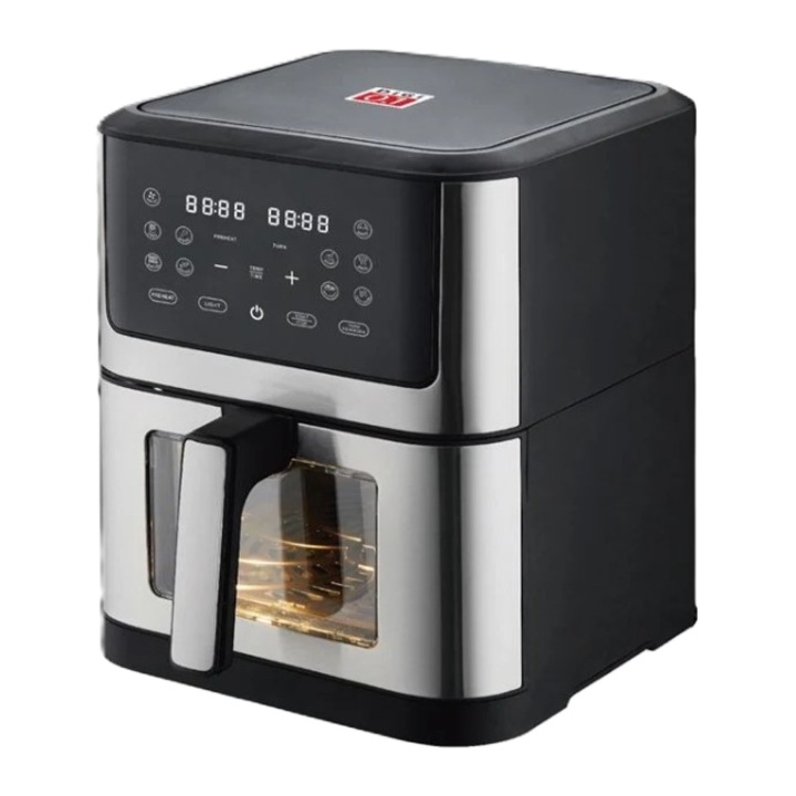 Еър Фрайър 1800W, Фритюрник 8L, Готвене без мазнина, LED тъчскрийн, 10 програми – Черен