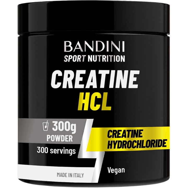 Kreatin HCL por, Bandini, 300g, 100% tiszta, nagyon savanyú ízű, izomtömeg növeléshez ajánlott