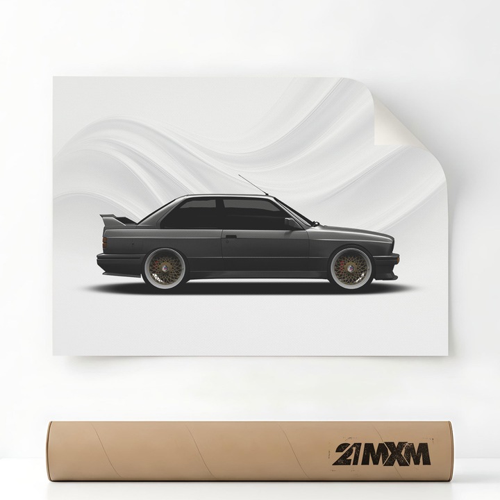 Poster Auto Premium - 1444 M3 E30 Alpina – Design Minimalist, A4 (21 x 29.7 cm), Fara Rama