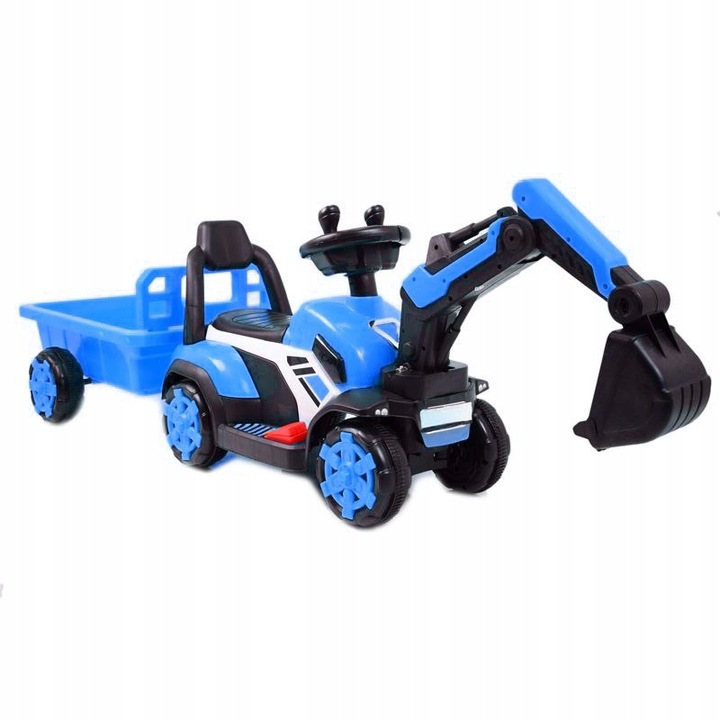 Excavator electric pentru copii, Kinderauto, BJXZ219B, albastru, 1 loc, 35W, cu remorca