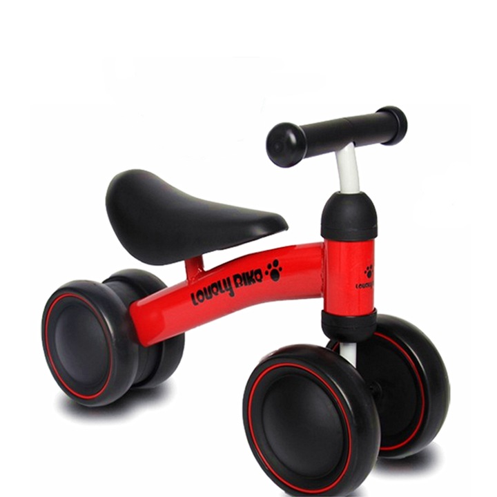 Bicicleta fara pedale, Kinderplay, Lovely Bike, rosie, 4 roti EVA, 18-30 luni