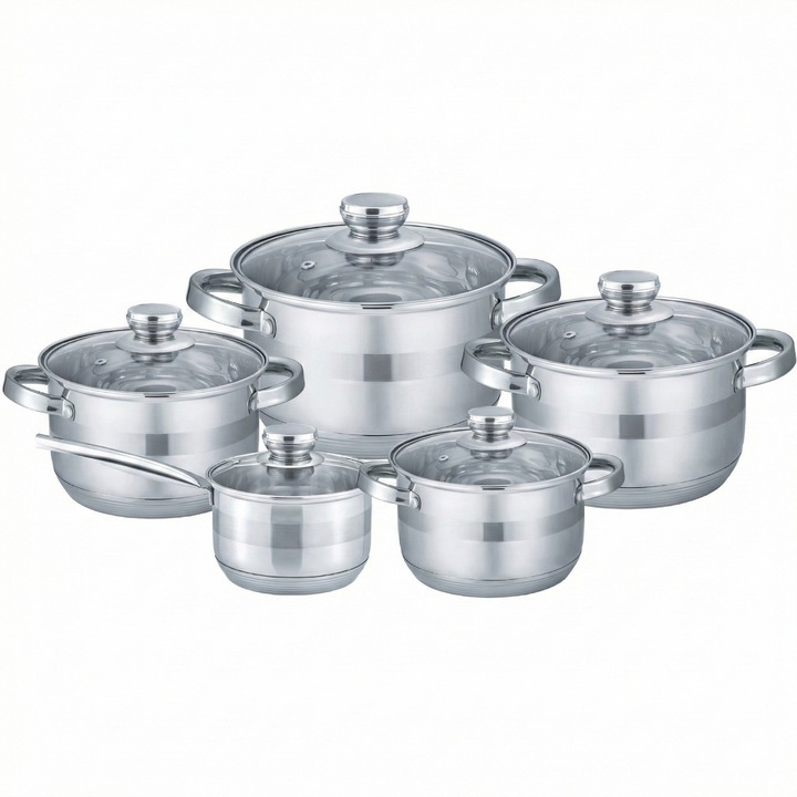 Set oale 10 piese, Master Koch, inox, 1.6L-6.6L, argintiu