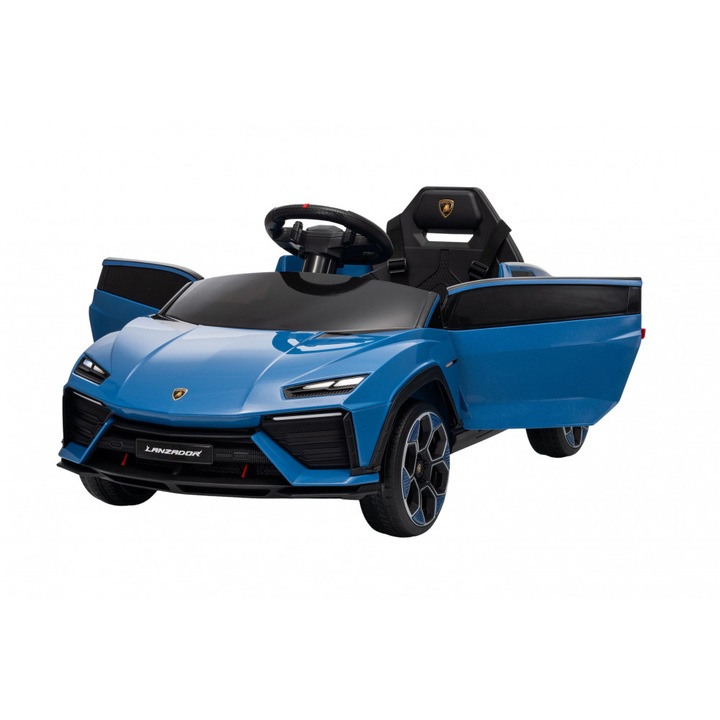Masinuta electrica pentru copii Lamborghini Lanzador Blue cu licenta, telecomanda 2.4G, motoare 2x35w, acumulator 12V4.5Ah, deschidere usi, sistem troller, lumini led, slow start, centura siguranta in 3 puncte