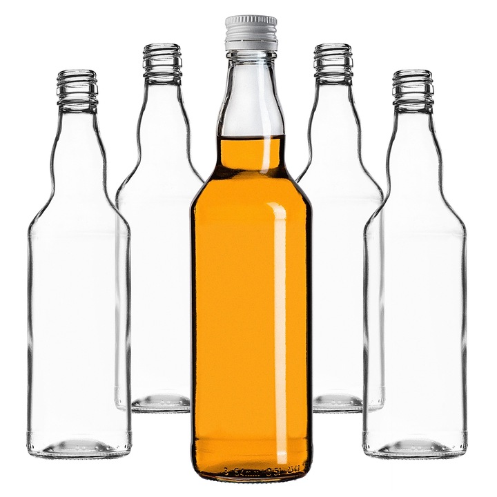 Sticla Monopol KADAX, 500ml, design elegant, capac alb, set de 100 bucati