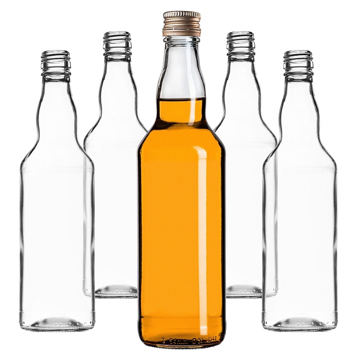 Sticla Monopol KADAX, 500ml, design elegant, capac auriu, set de 100 bucati