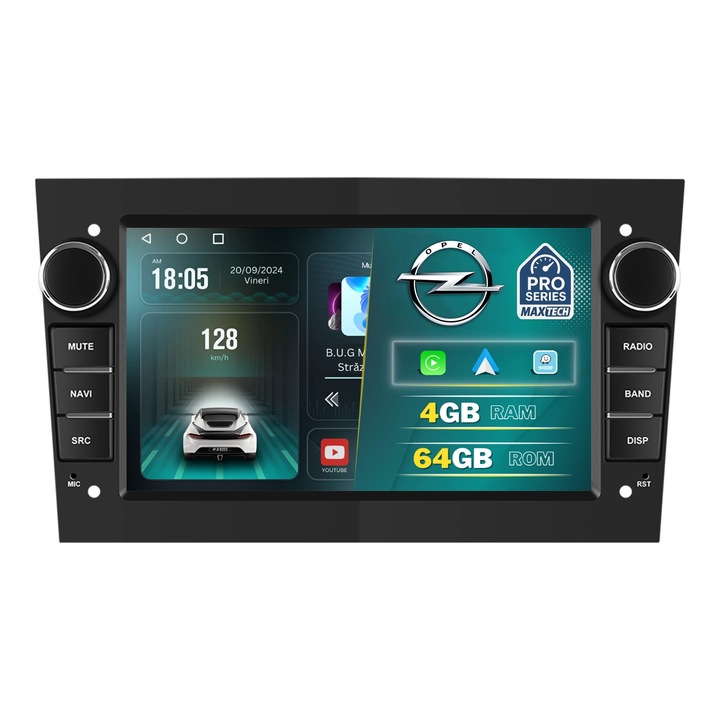 Navigatie Opel 4GB Ram 64GB Memorie, MaxTech® PRO SERIES, Carplay & Android auto, Ecran 7” HD Touch, Astra, Corsa, Zafira, Vivaro, Meriva, Antara, Combo, Signum, Tigra GPS, Wifi, Bluetooth, Waze
