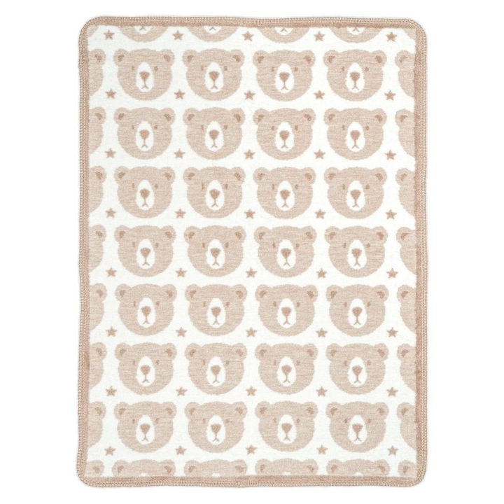 Unia - Cotton Cloud babatakaró, 75x100cm, pamut-akril, bézs, mackós mintával